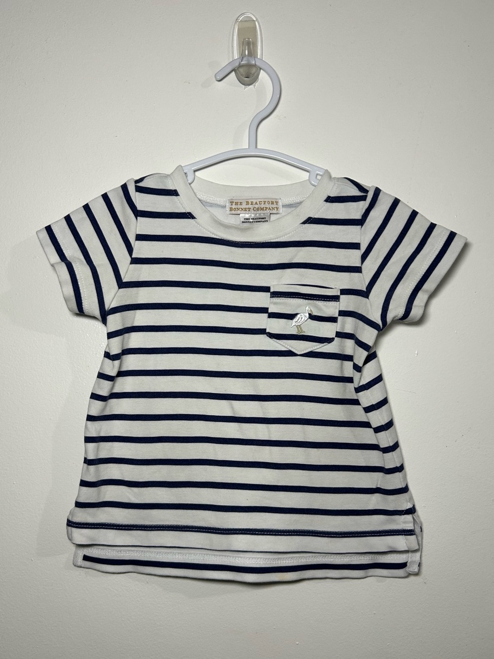 The Beaufort Bonnet Company Navy & White Striped Baby TShirt